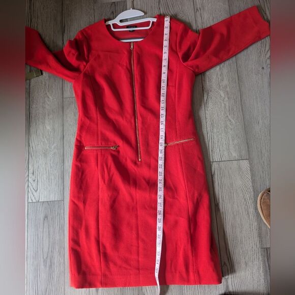 Ann Taylor Red Gold Zipper Shift Dress Size 8 - Picture 8 of 8
